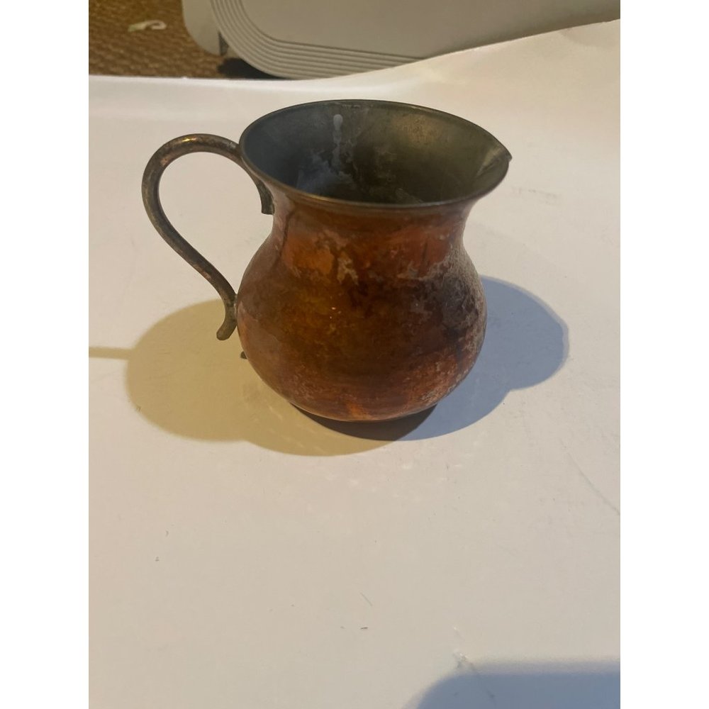 Antique Vintage small copper pitcher country farm house decor